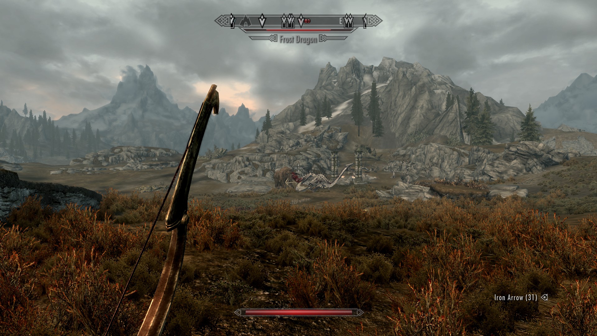 skyrim: дракон против мамонта width=