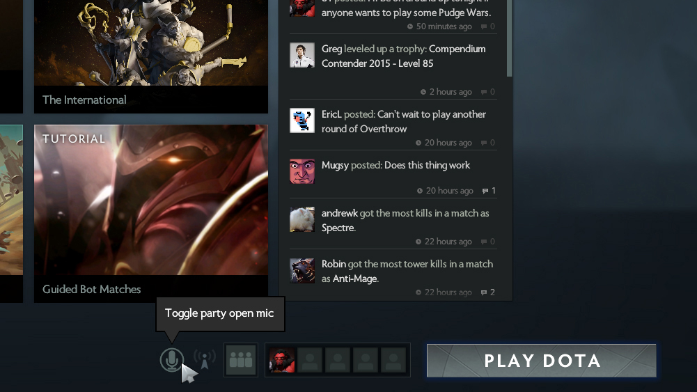 dota 2 reborn party open mic