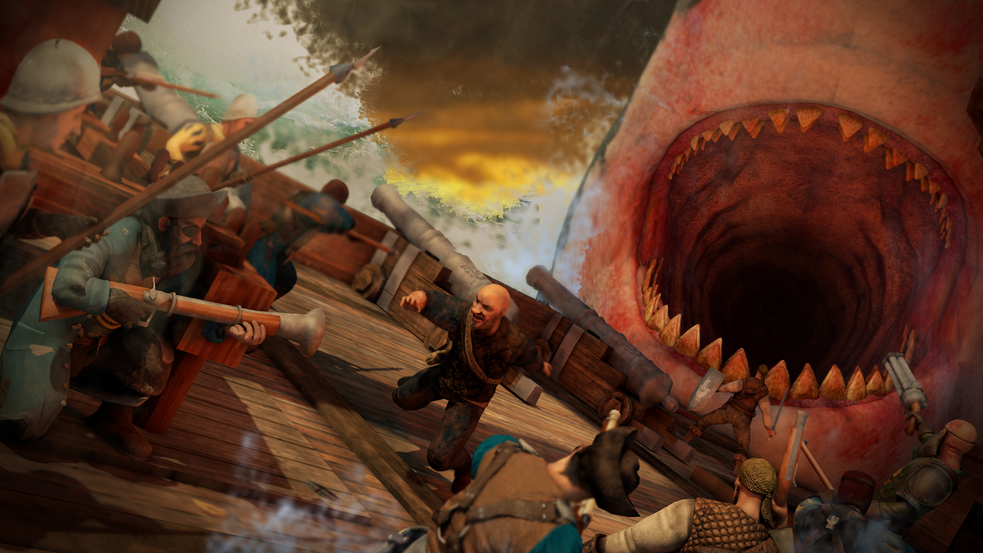 man o war megalodon attack