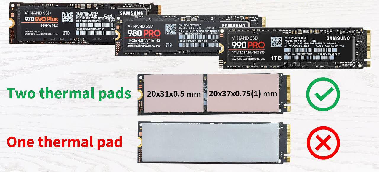 толщина термопрокладок для ssd samsung