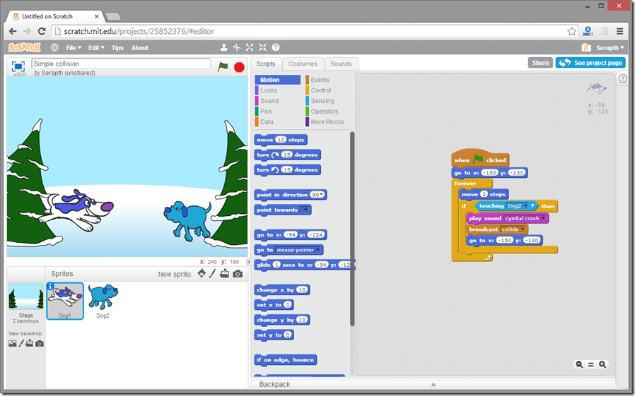 Scratch, запущенный в Chrome