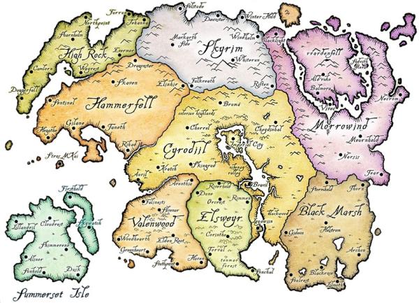 Карта мира The Elder Scrolls width=